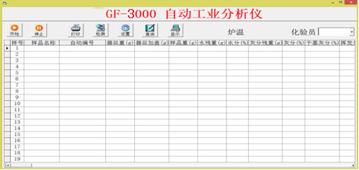 工業分析儀器軟件操作界面